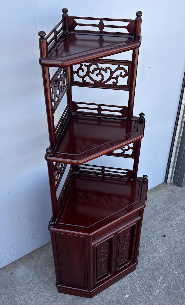 Chinese Inspired Corner Etagere / stand/ shelf Cabinet