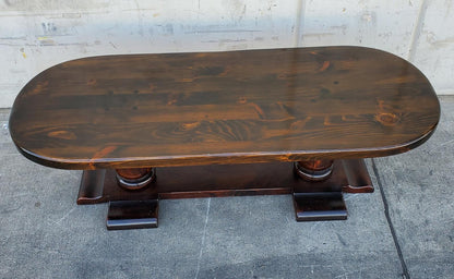 Ethan Allen dark wood round/oval coffee table