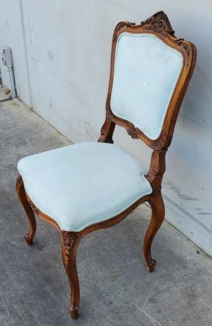 Antique/vintage light blue cushion side chair