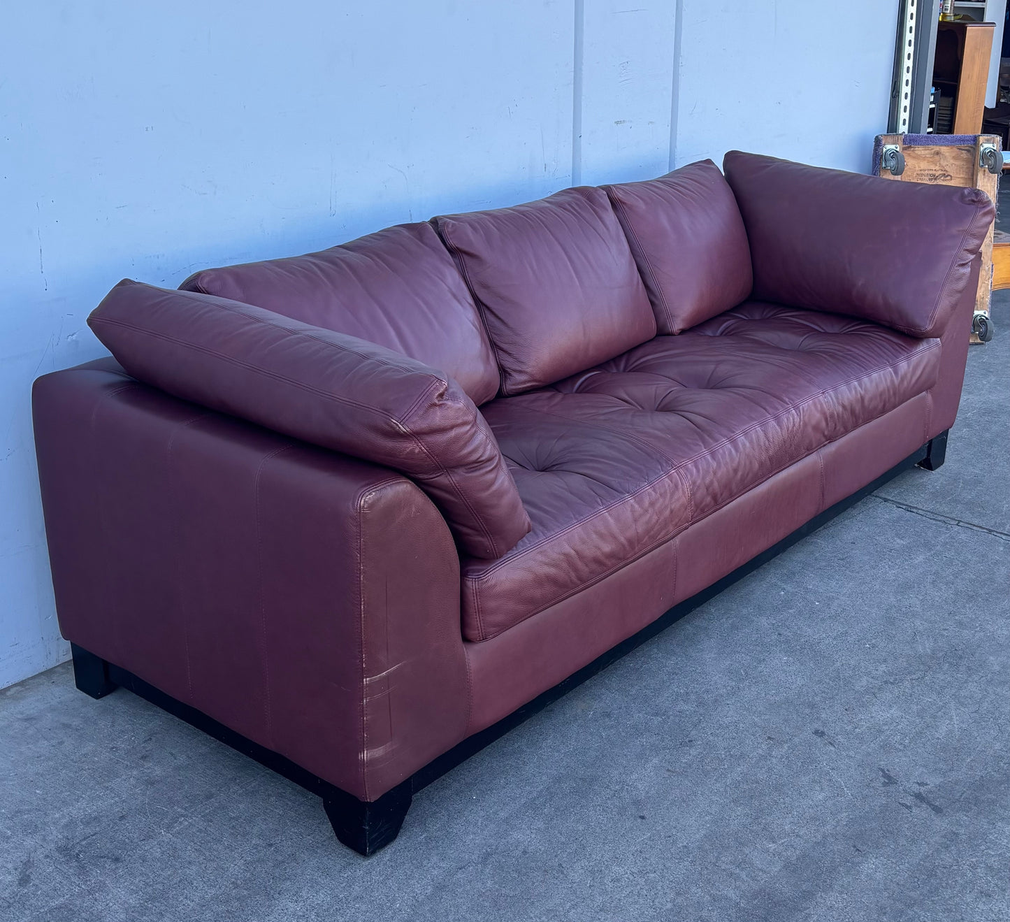 Red/ burgundy sofa / couch leather style