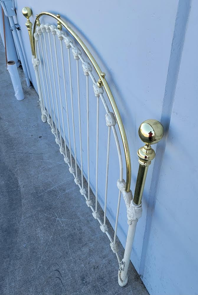 King size white/gold metal headboard