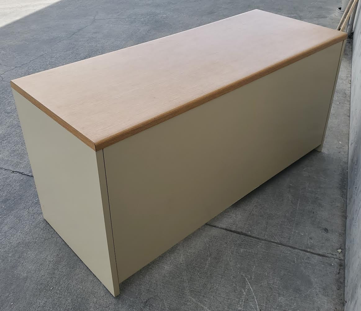 Pedestal tan office desk light wood top