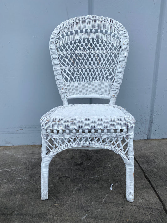 white side chair wicker/ cane/ rattan