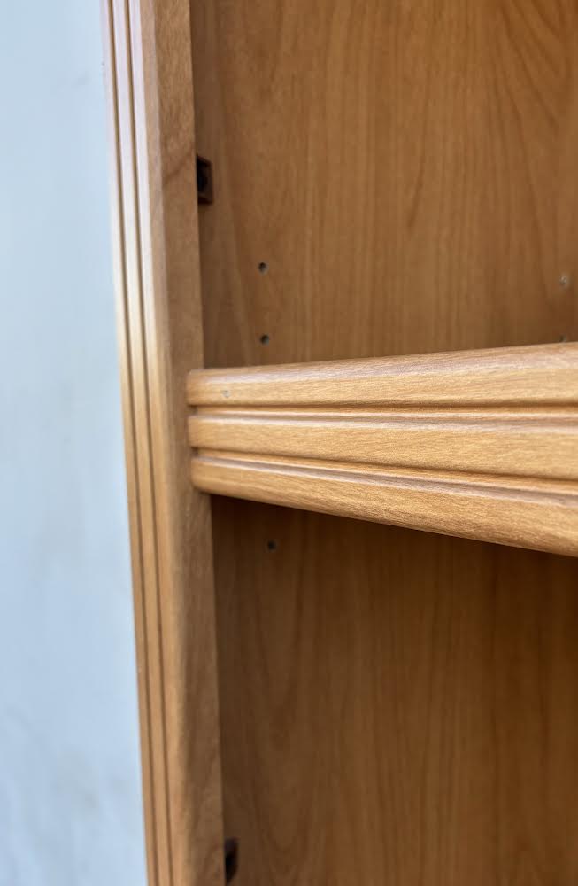 Honey Maple Particleboard 5-Shelf Bookcase with Doors Bookshelf Tall