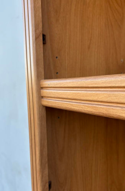 Honey Maple Particleboard 5-Shelf Bookcase with Doors Bookshelf Tall
