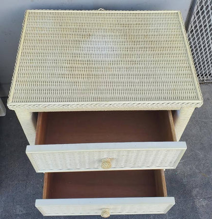 Antique/vintage Henry Link white/cream wicker dresser and nightstand set