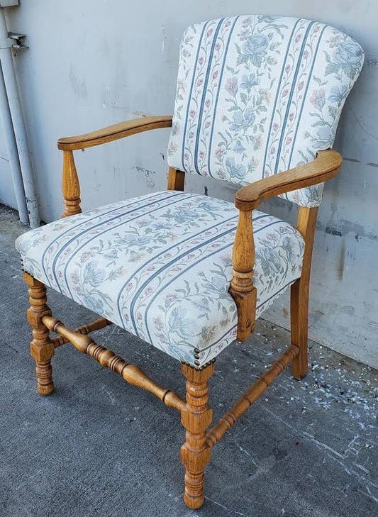 Antique/vintage armchair white floral cushion