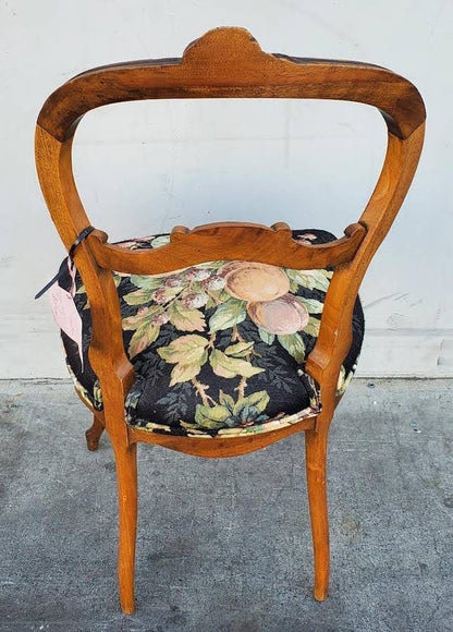 Antique Victorian/French walnut style opened ballon back side chair