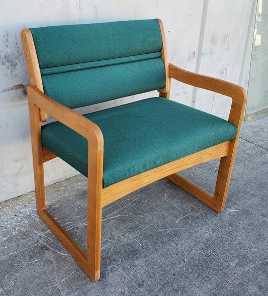 Green bariatric sled base waiting room/guest armchair