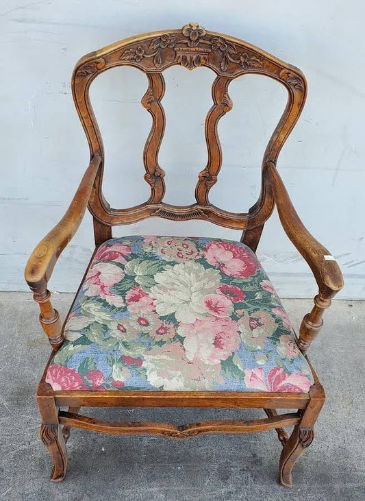 Antique/vintage floral cushion armchair