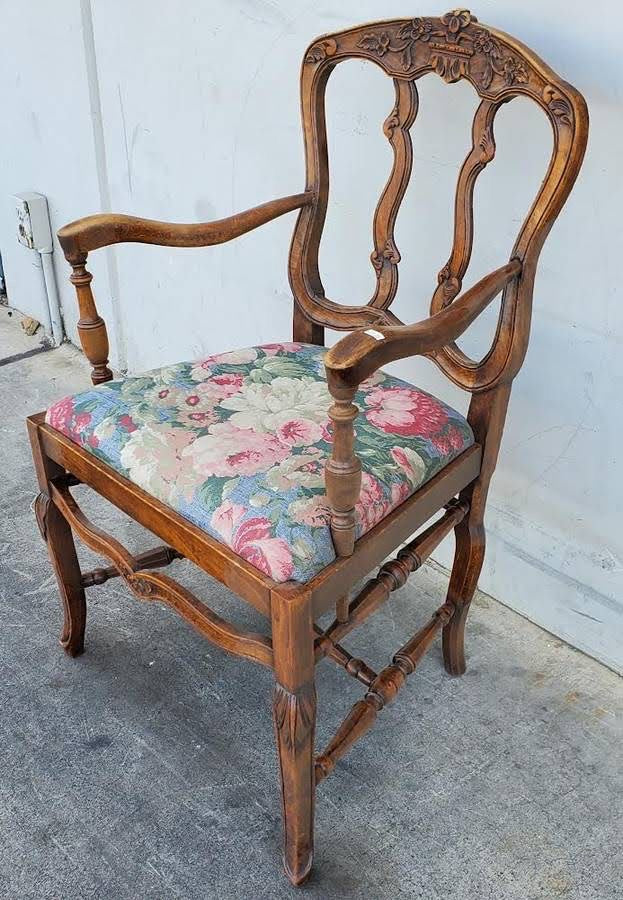 Antique/vintage floral cushion armchair