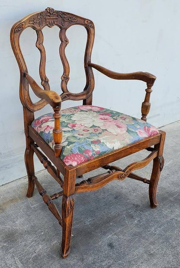 Antique/vintage floral cushion armchair