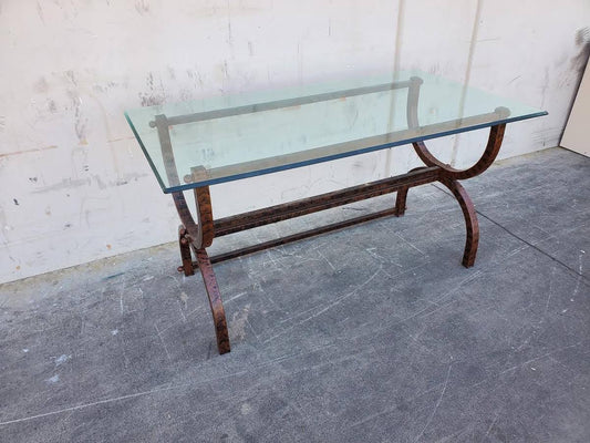 Console table glass top vintage