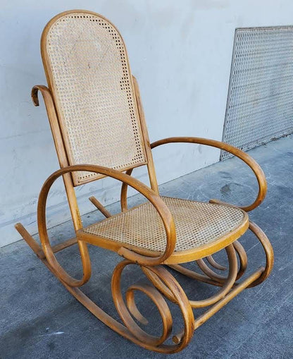 Vintage wicker/cane rocking chair bentwood