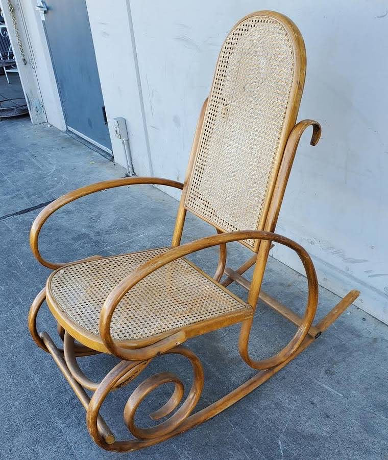 Vintage wicker/cane rocking chair bentwood