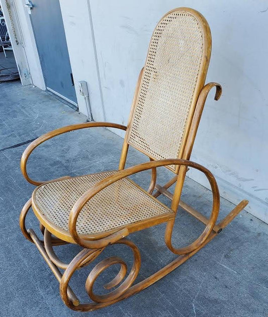 Vintage wicker/cane rocking chair bentwood