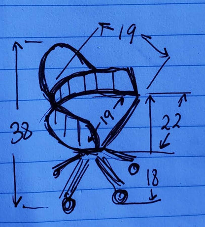 Office rolling chair round wooden wicker back