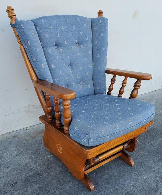 Blue cushion rocking chair light wood